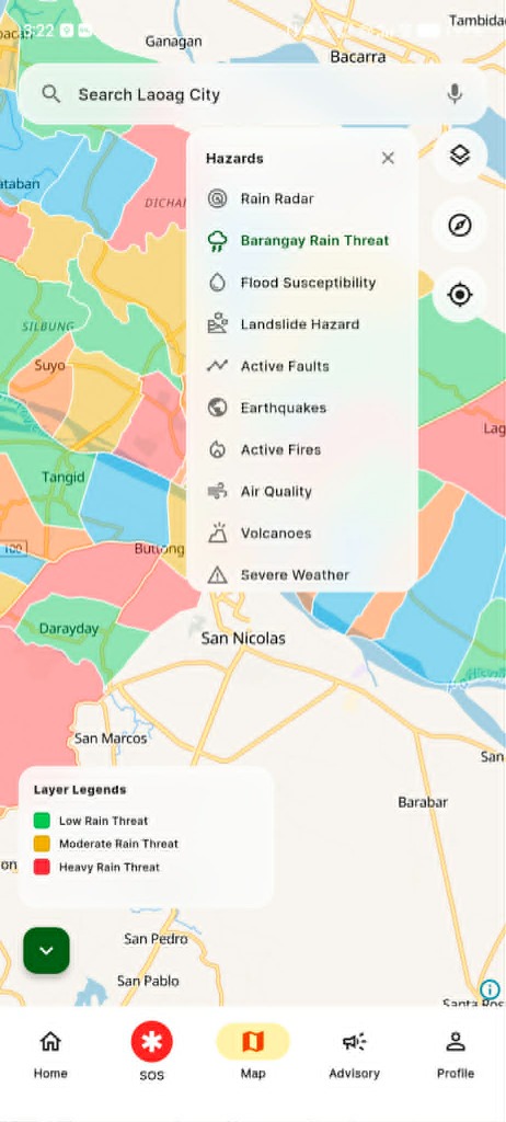 Konektizen GIS Hazard Map View for Laoag City