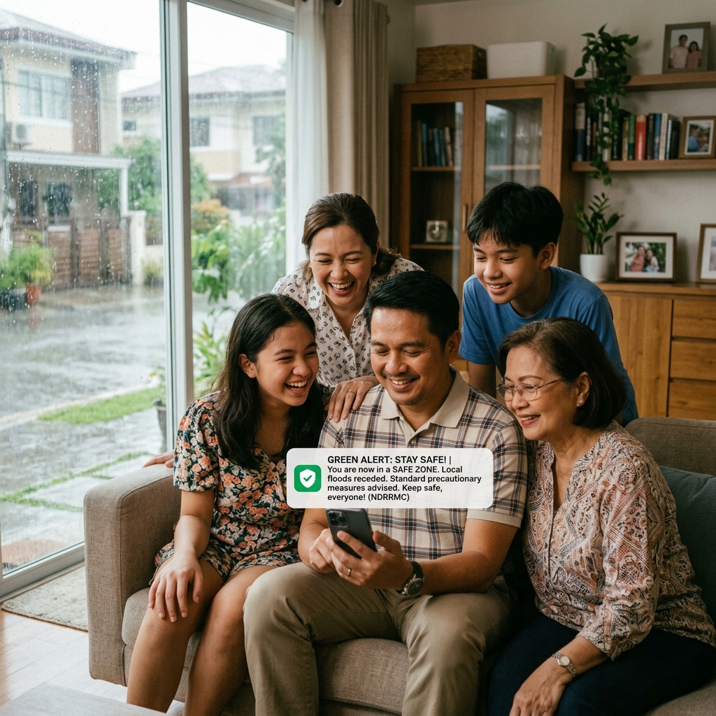 Filipino family receiving Konektizen safety alert